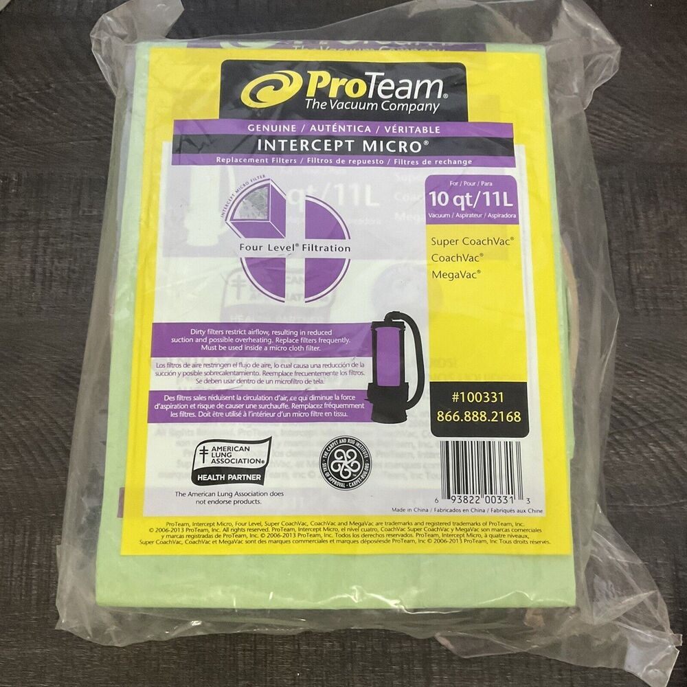 100331 ProTeam INTERCEPT MICRO 10qt Vacuum Filter Bags NEW SuperCoachVac 10 Pk